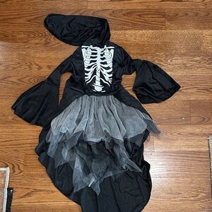 Kids Skeleton Costume with Hood - Black and White